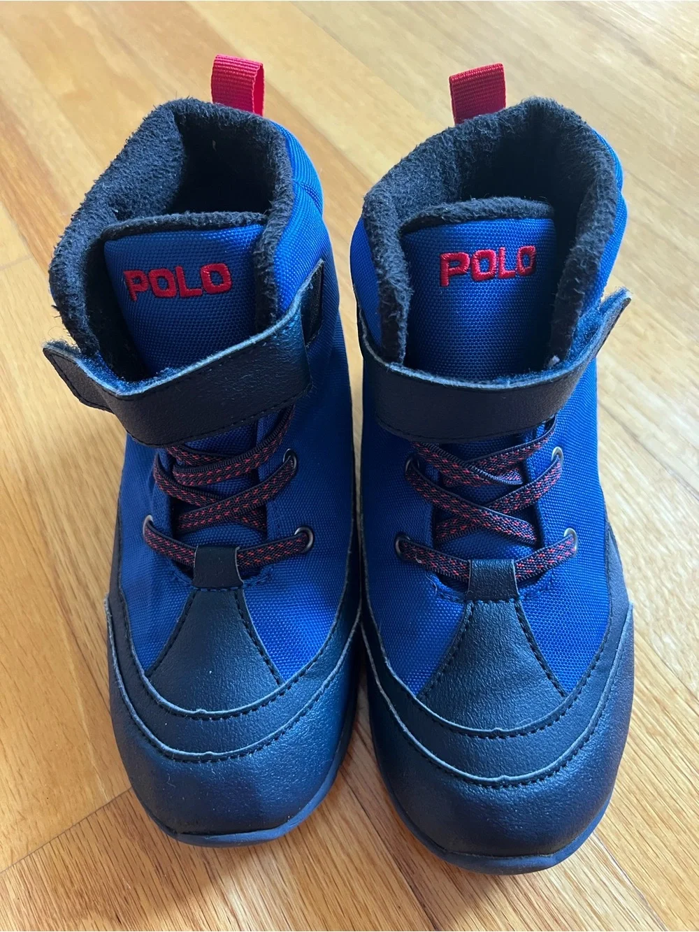 Polo by Ralph Lauren Kids Blue & Black With Red Polo/ Pony Winter Boots size 13Y